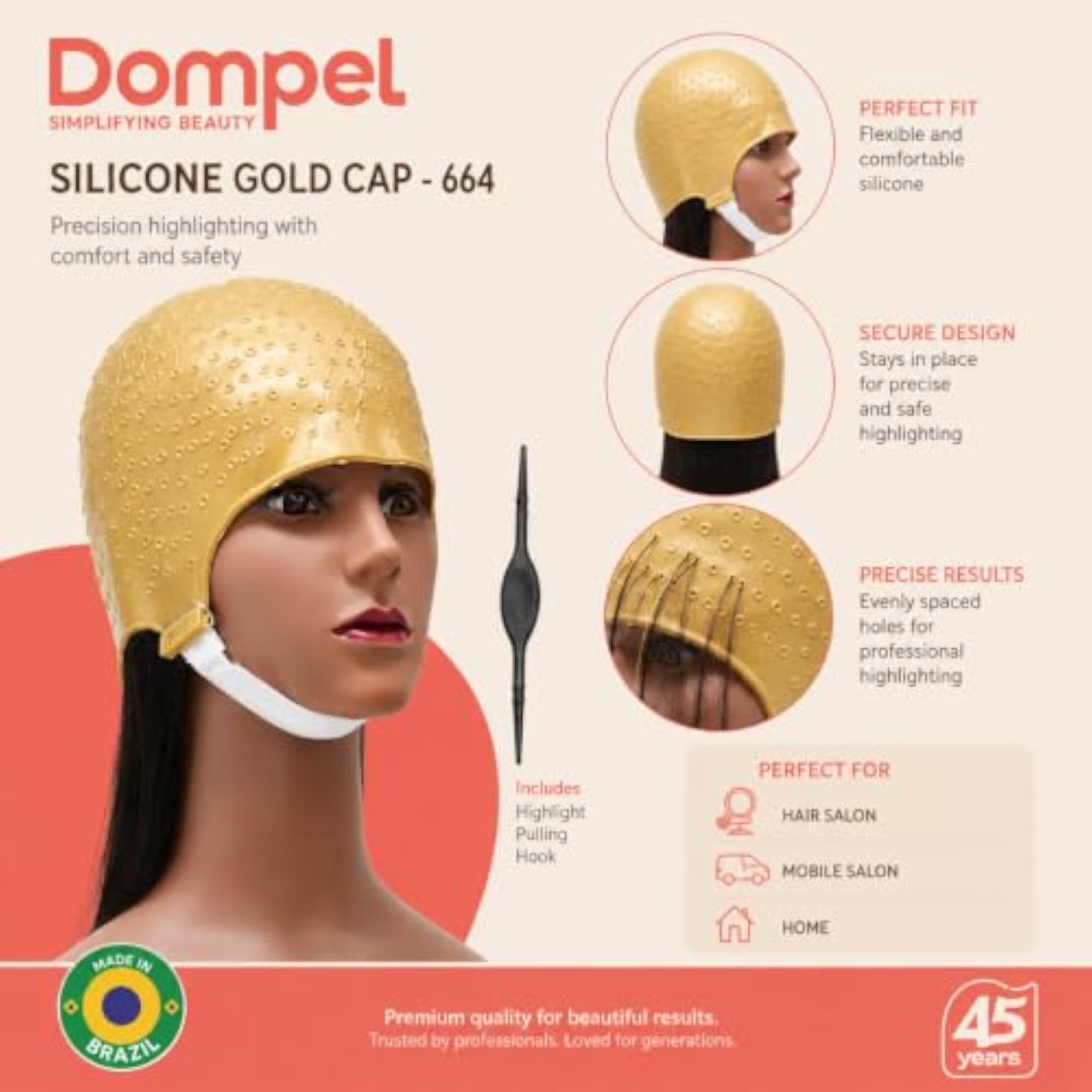 Reusable Professional Silicone Gold Cap for Hair Dyeing